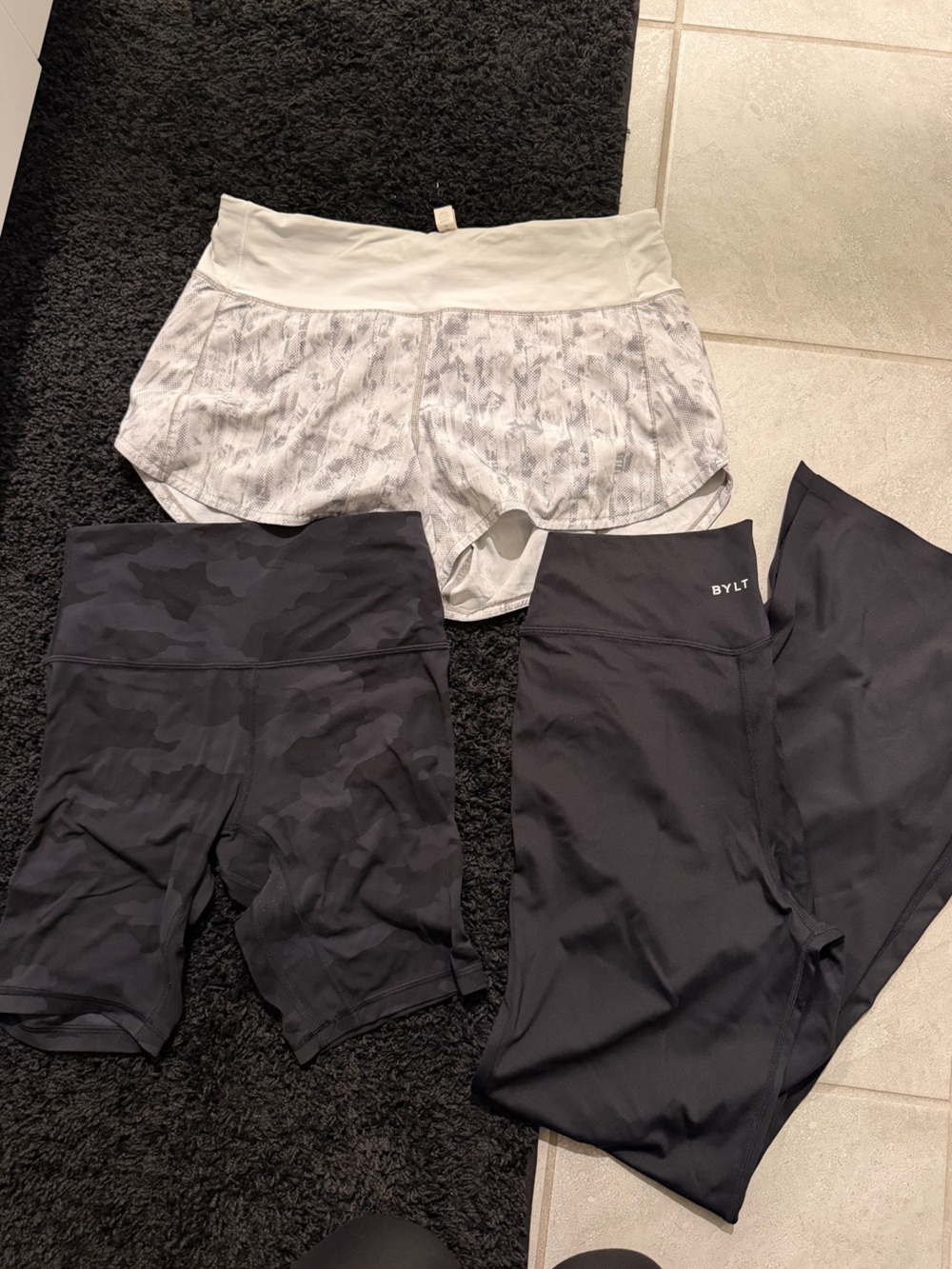 Women's Black High-Waist Leggings & Shorts Set - Black and White
